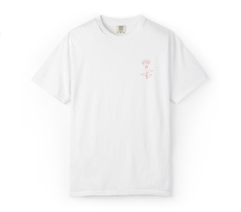 Embroidered Rose T-Shirt - Minimalist chic tee