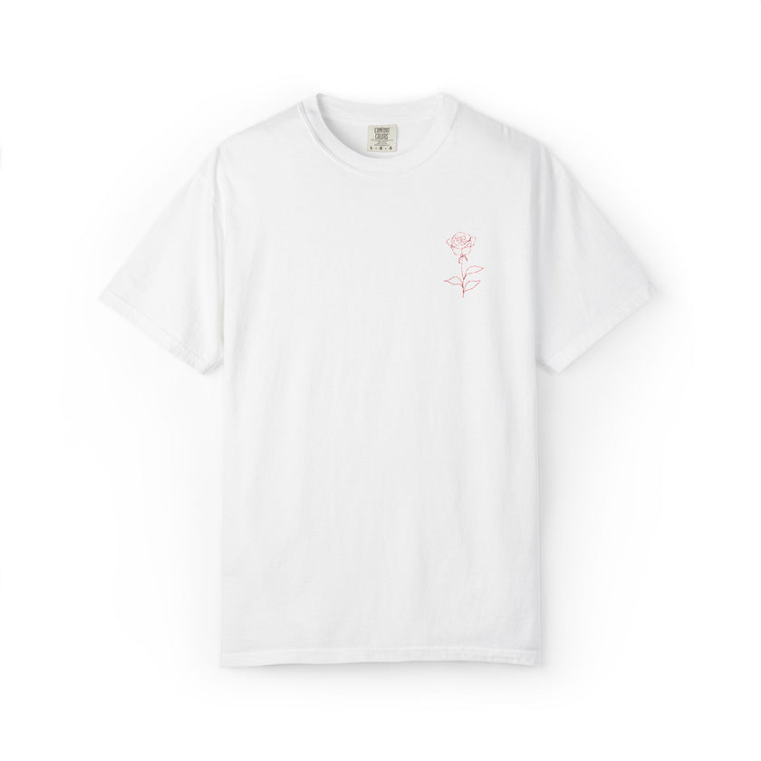Embroidered Rose T-Shirt - Minimalist chic tee