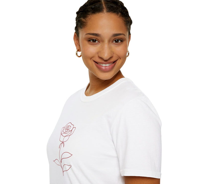 Minimalist Rose T-Shirt – Feminine Botanical Graphic Tee