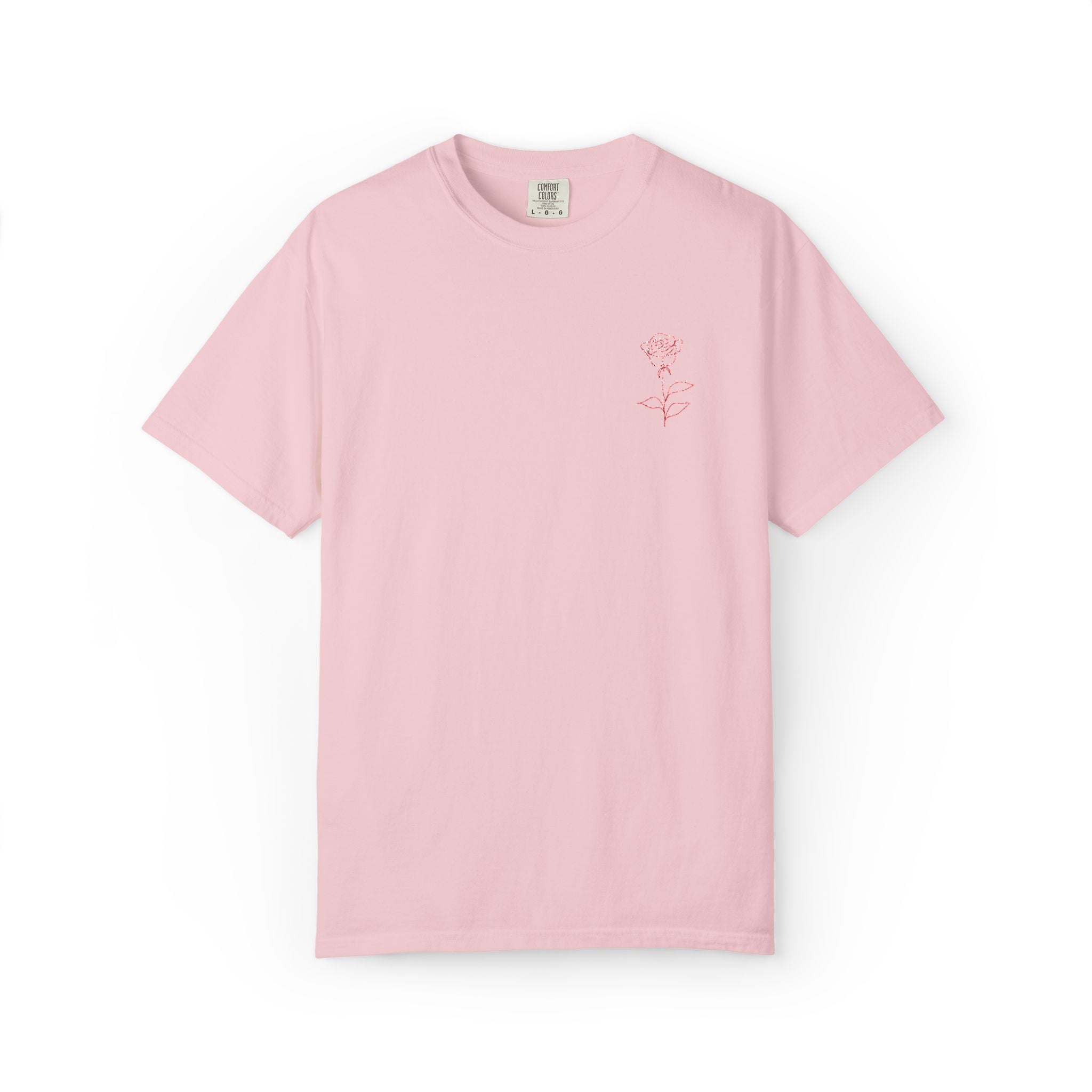 Embroidered Rose T-Shirt - Minimalist chic tee