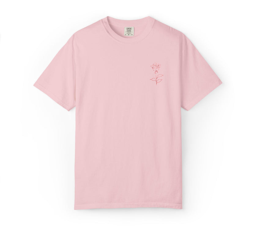 Embroidered Rose T-Shirt - Minimalist chic tee