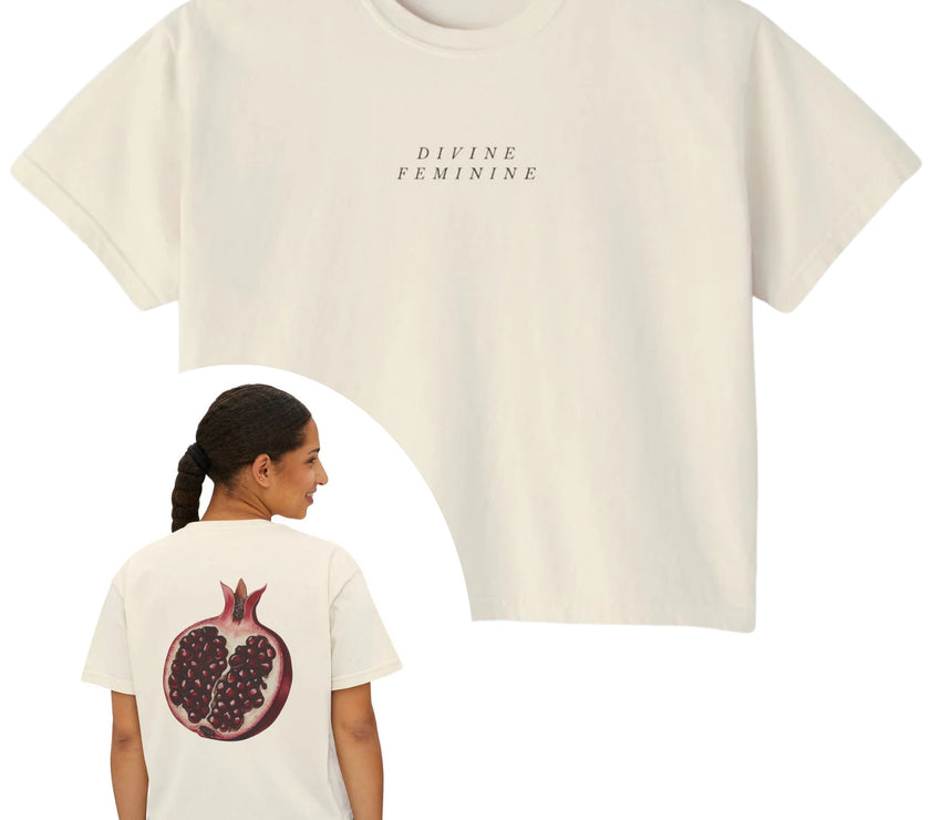 Divine Feminine Boxy Tee Pomegranate back