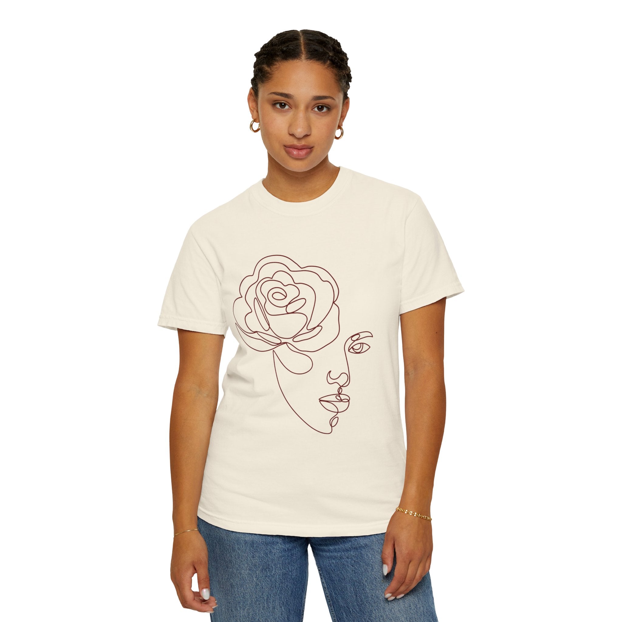 The Muse Tee – Minimalist Rose Line Art T-Shirt