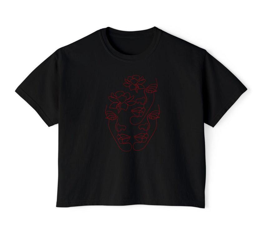 The Trinity Cropped Tee – Feminine Connection Line Art cropped T-Shirt