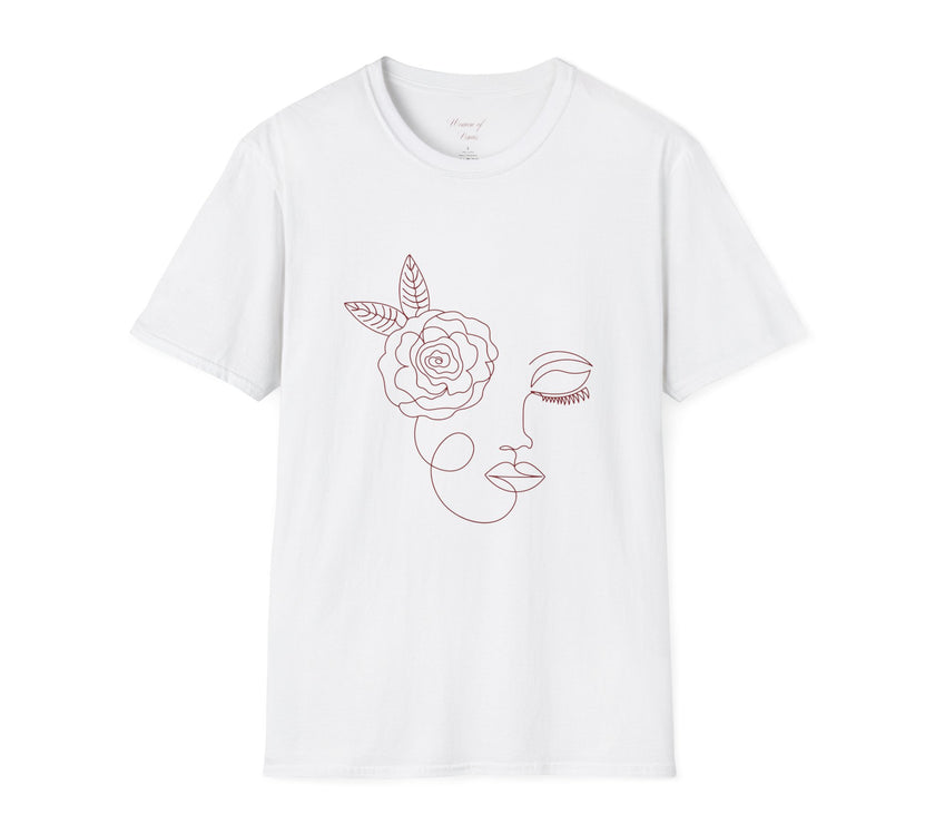 The Dreamer Tee – Minimalist Floral Line Art Softstyle T-Shirt