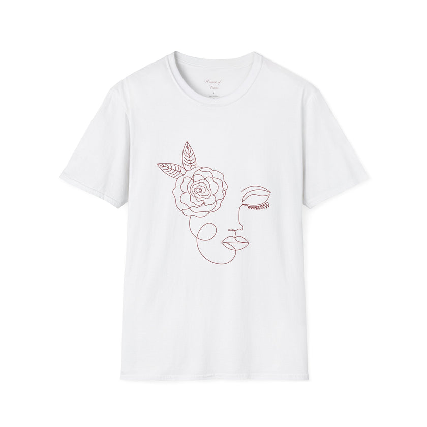The Dreamer Tee – Minimalist Floral Line Art Softstyle T-Shirt