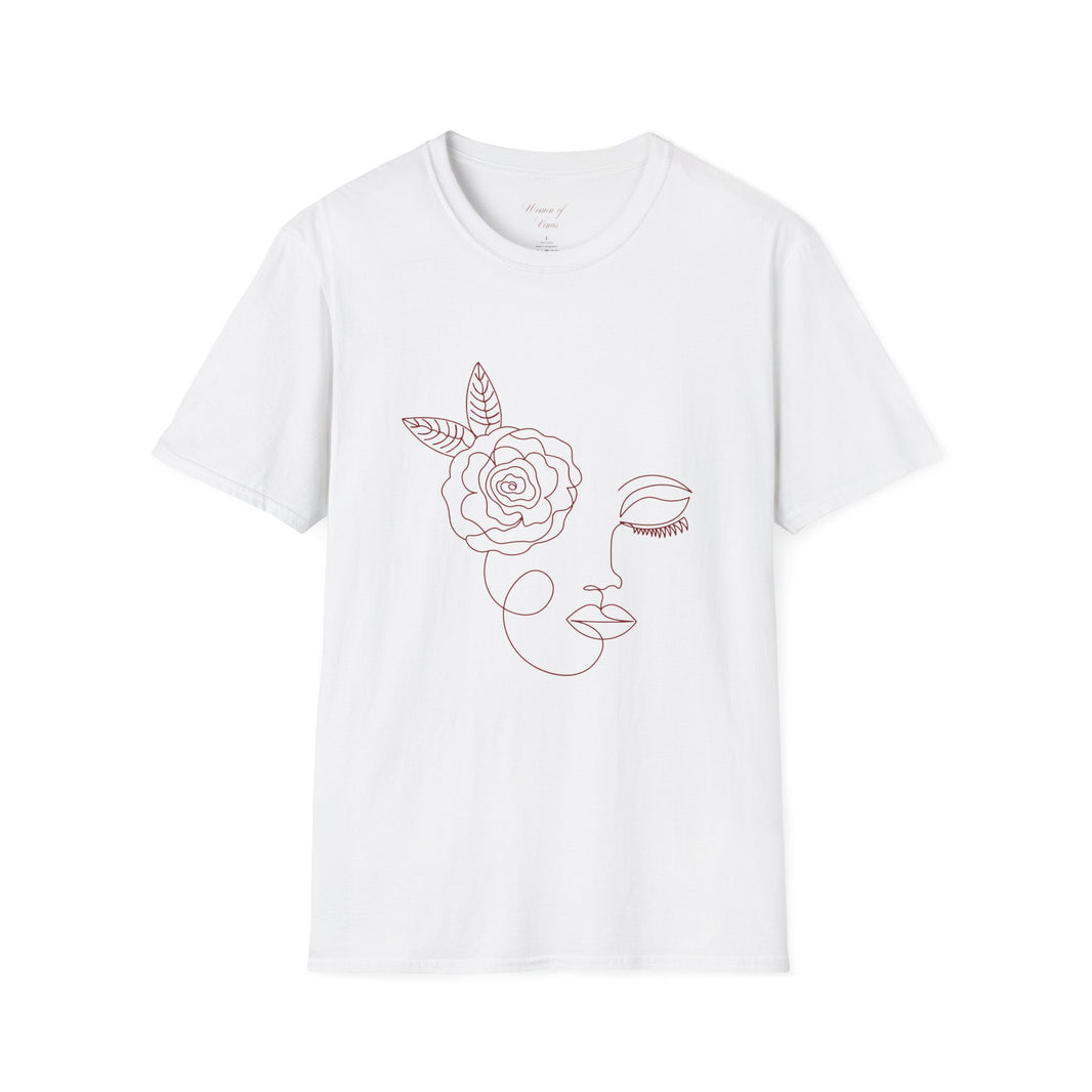 The Dreamer Tee – Minimalist Floral Line Art Softstyle T-Shirt