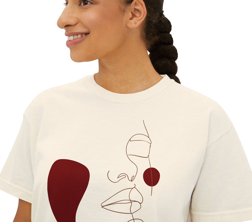 The Muse Tee - Artsy lineart cropped tee