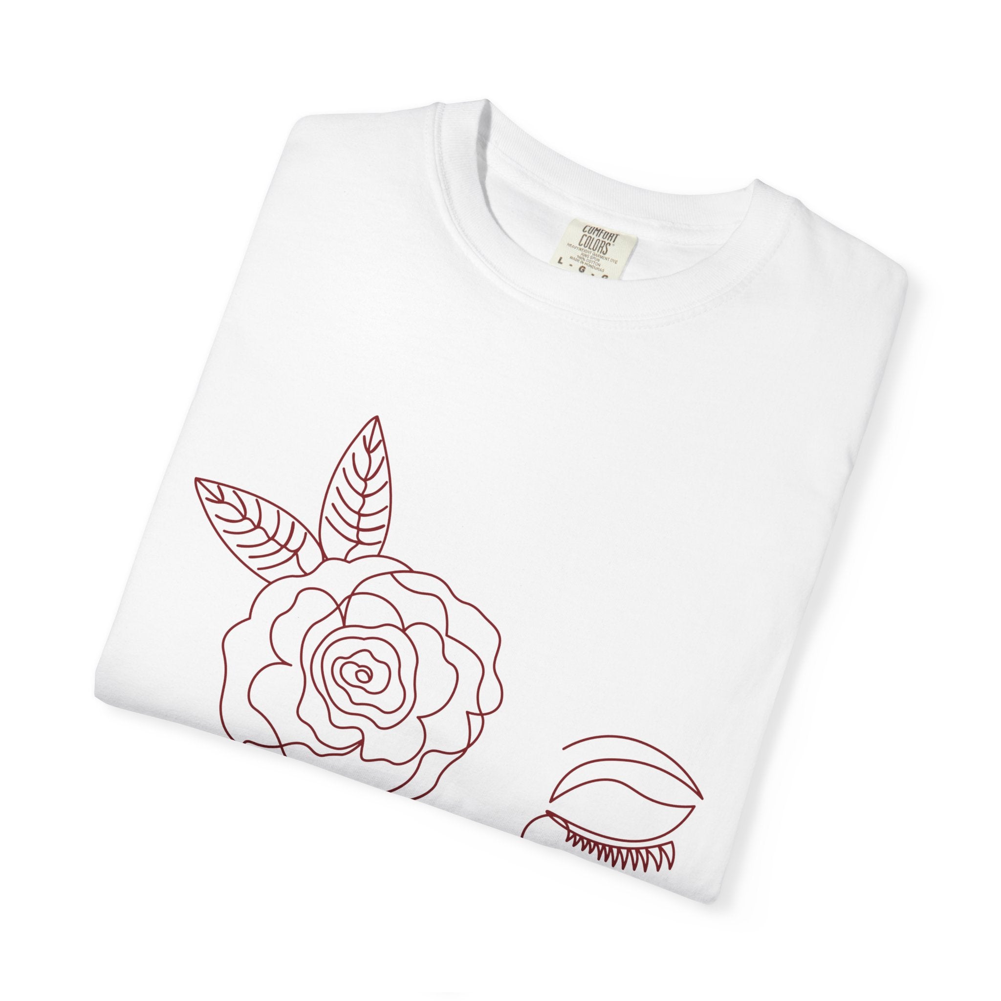 The Dreamer Tee – Line Art Floral Face T-Shirt