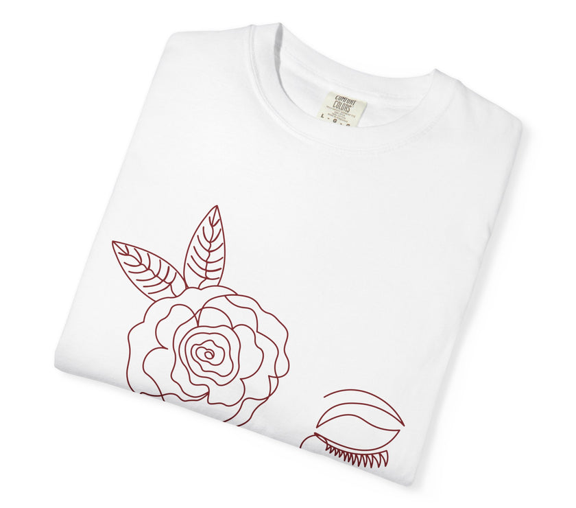 The Dreamer Tee – Line Art Floral Face T-Shirt