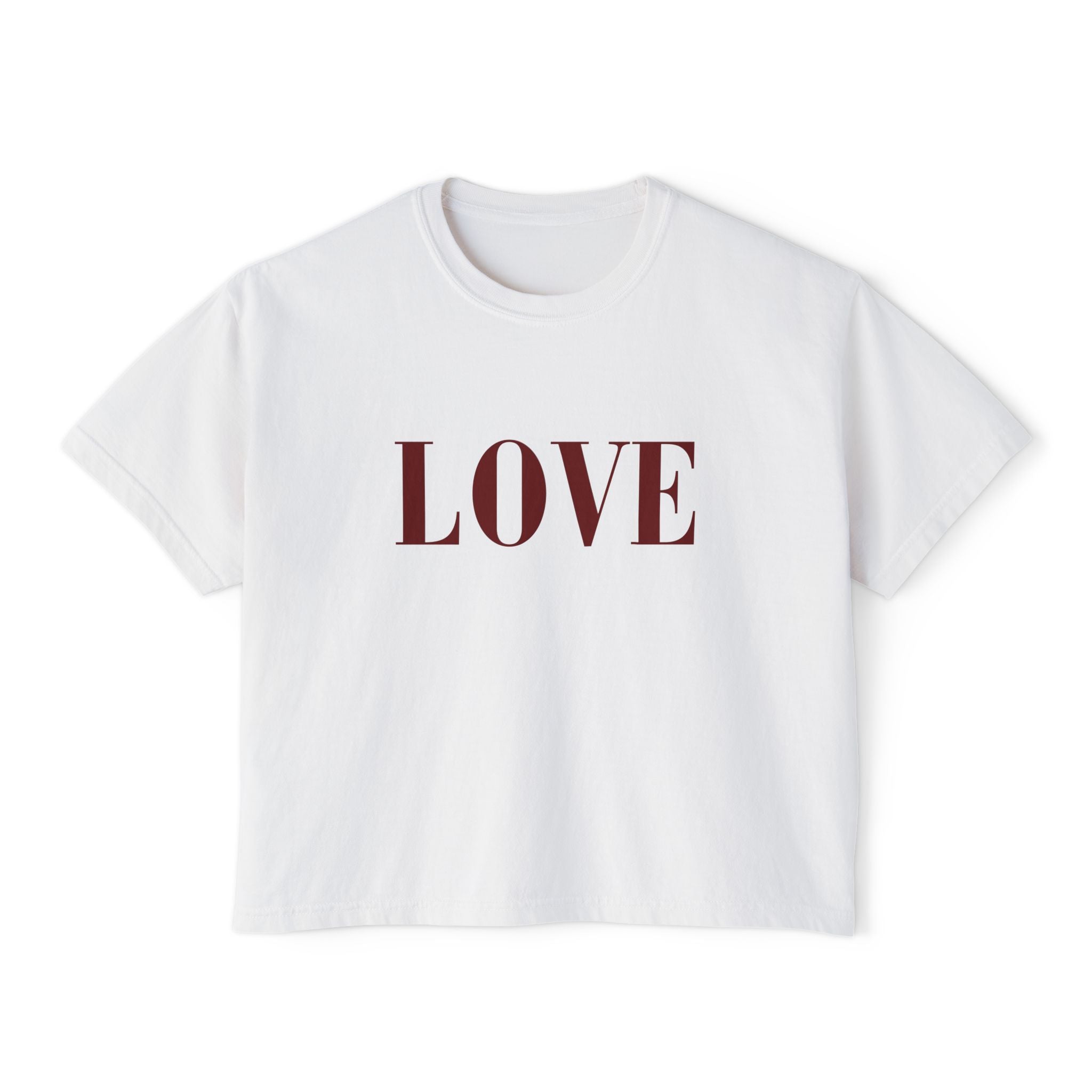 LOVE Cropped Tee | Minimalist Boxy T-Shirt Celebrating Love and self Love