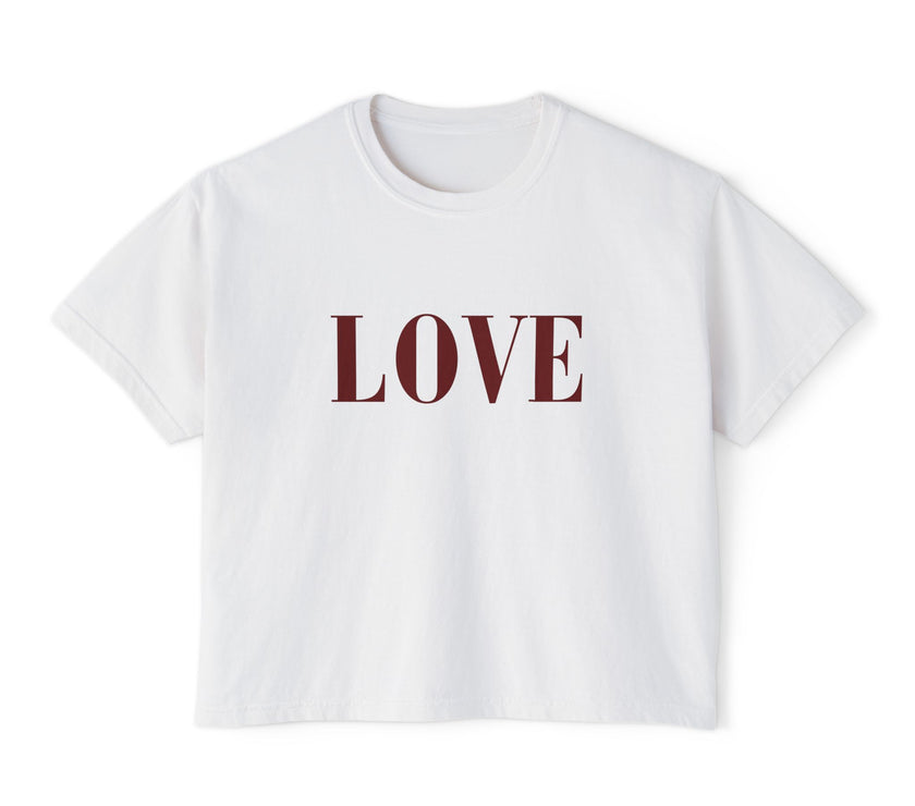 LOVE Cropped Tee | Minimalist Boxy T-Shirt Celebrating Love and self Love