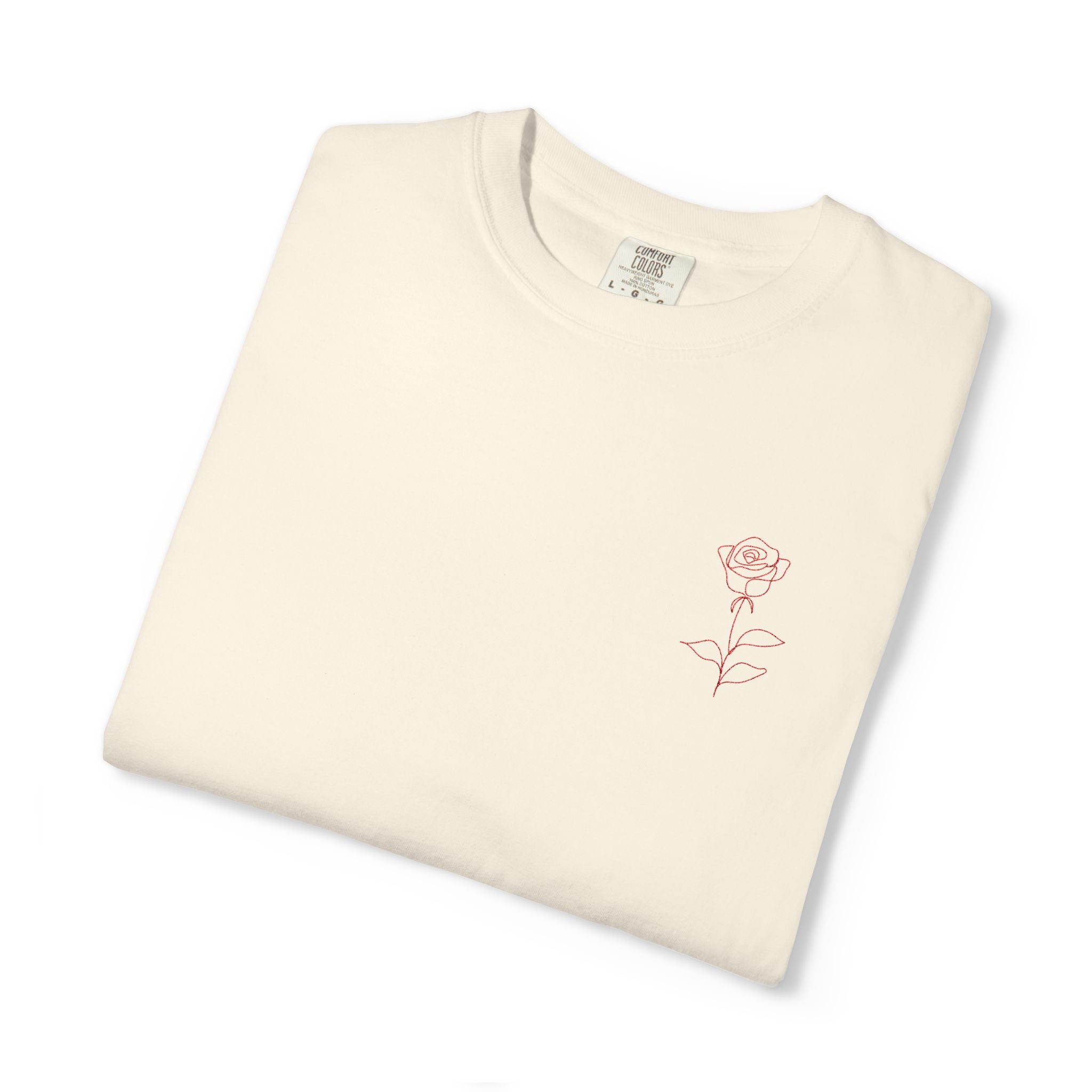 Embroidered Rose T-Shirt - Minimalist chic tee