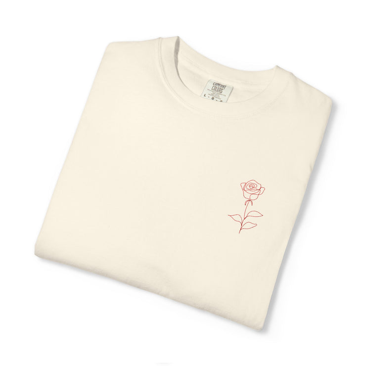 Embroidered Rose T-Shirt - Minimalist chic tee