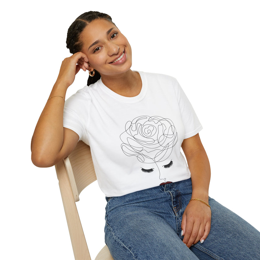The Rose of Venus Tee – Feminine Line Art T-Shirt (100% Cotton)