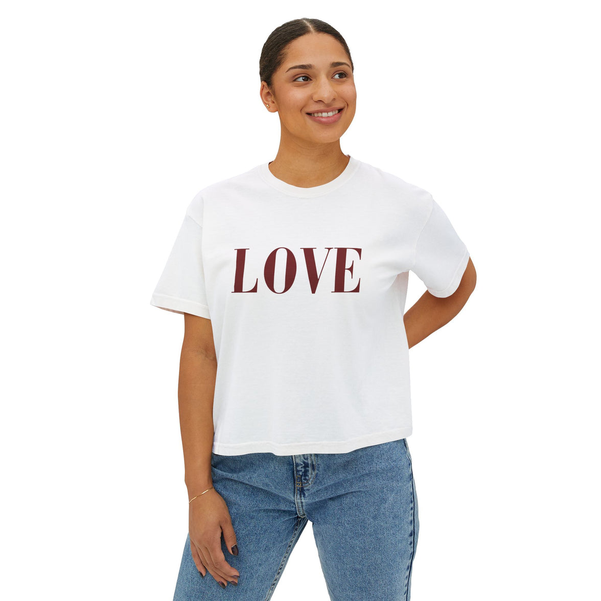 LOVE Cropped Tee | Minimalist Boxy T-Shirt Celebrating Love and self Love