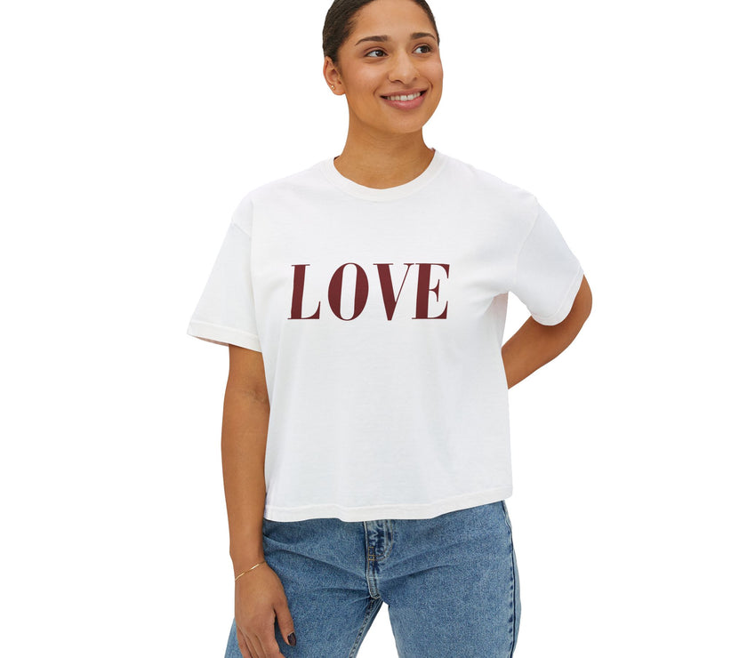 LOVE Cropped Tee | Minimalist Boxy T-Shirt Celebrating Love and self Love