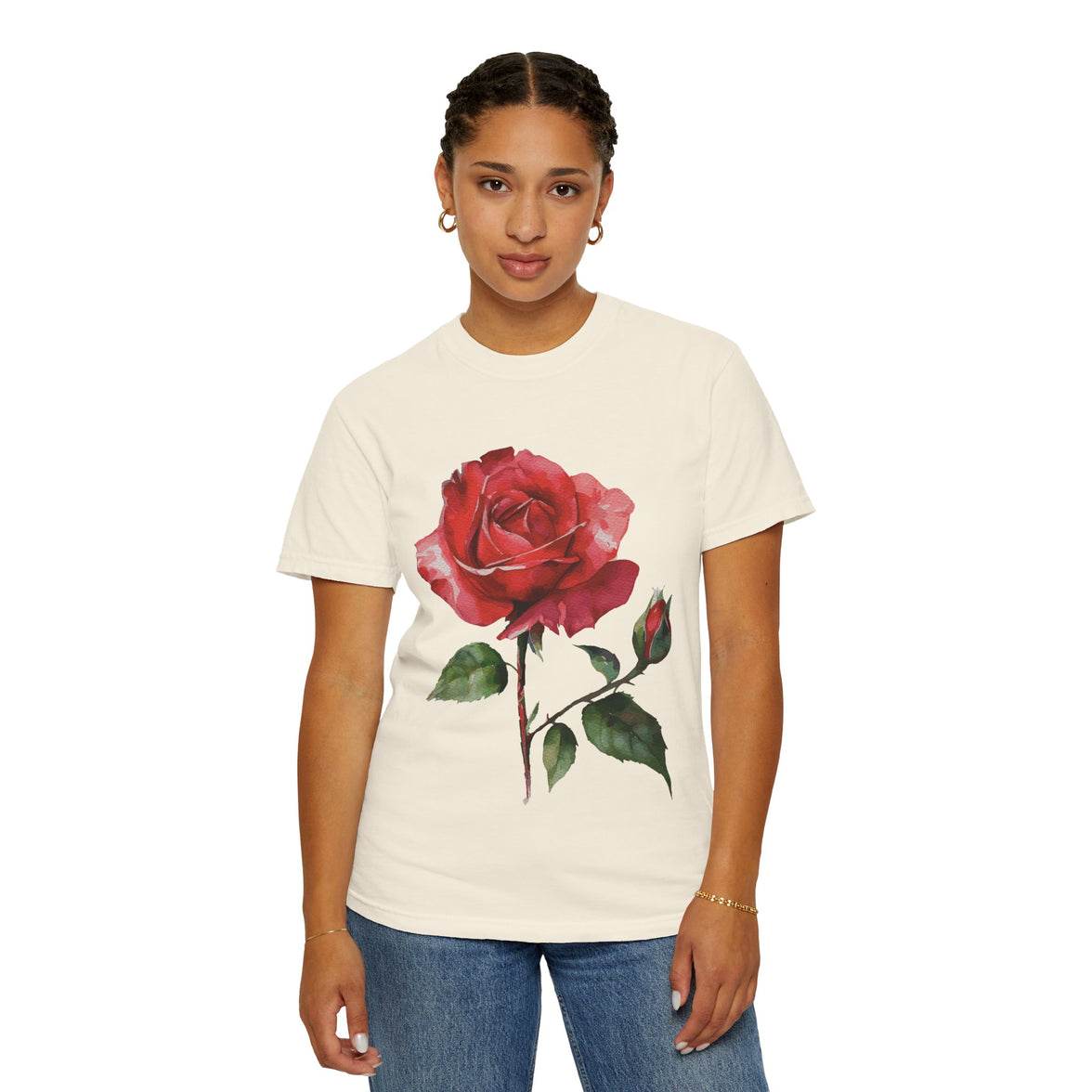 Vintage Red Rose T-Shirt Inspired by Feminine Passion & Beauty