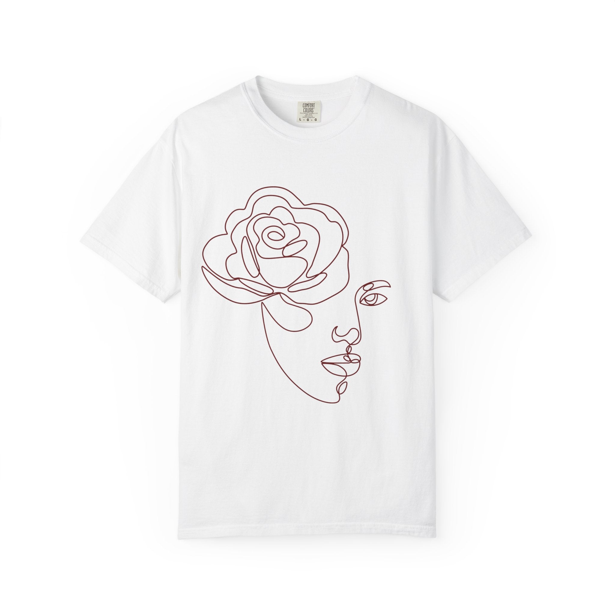 The Muse Tee – Minimalist Rose Line Art T-Shirt