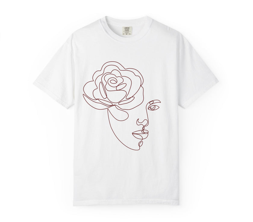 The Muse Tee – Minimalist Rose Line Art T-Shirt