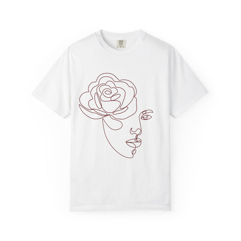 The Muse Tee – Minimalist Rose Line Art T-Shirt