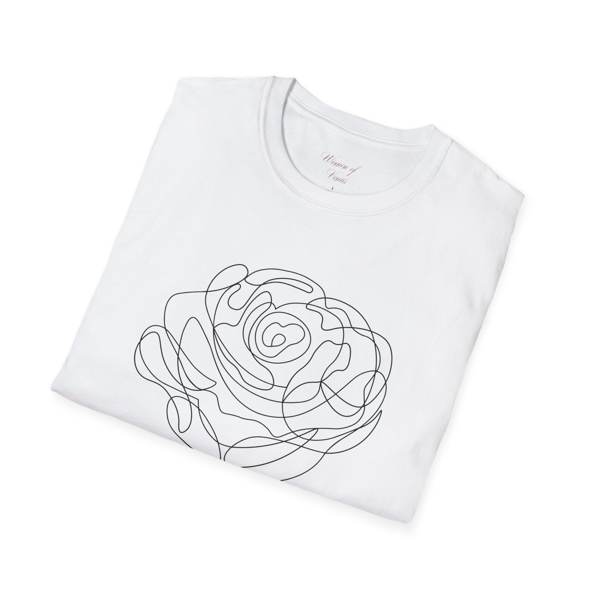 The Rose of Venus Tee – Feminine Line Art T-Shirt (100% Cotton)