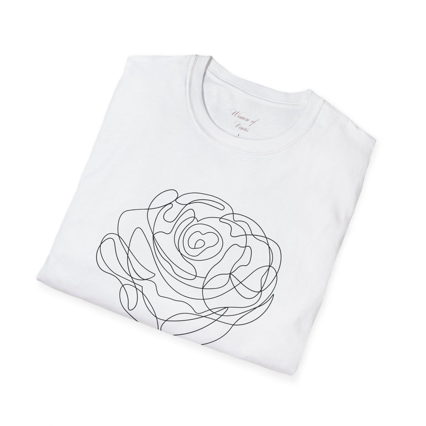 The Rose of Venus Tee – Feminine Line Art T-Shirt (100% Cotton)