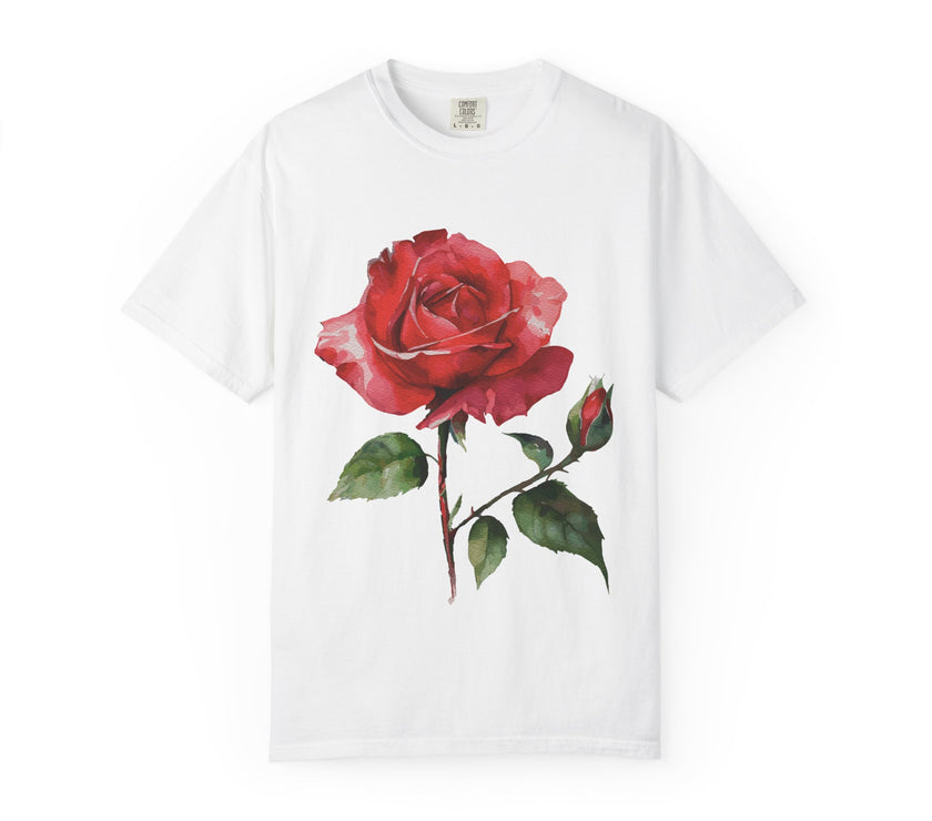 Vintage Red Rose T-Shirt Inspired by Feminine Passion & Beauty