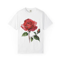 Vintage Red Rose T-Shirt Inspired by Feminine Passion & Beauty