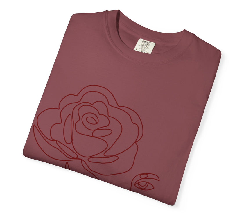 The Muse Tee – Minimalist Rose Line Art T-Shirt