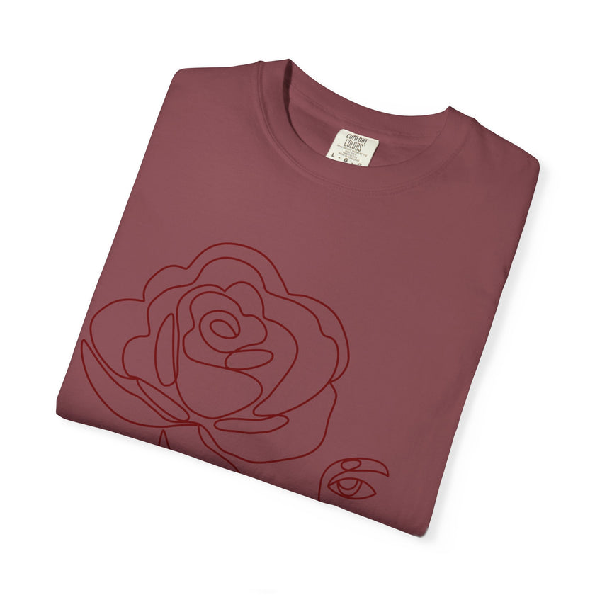 The Muse Tee – Minimalist Rose Line Art T-Shirt