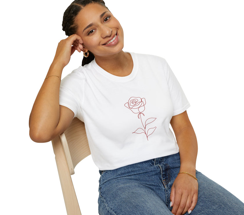 Minimalist Rose T-Shirt – Feminine Botanical Graphic Tee