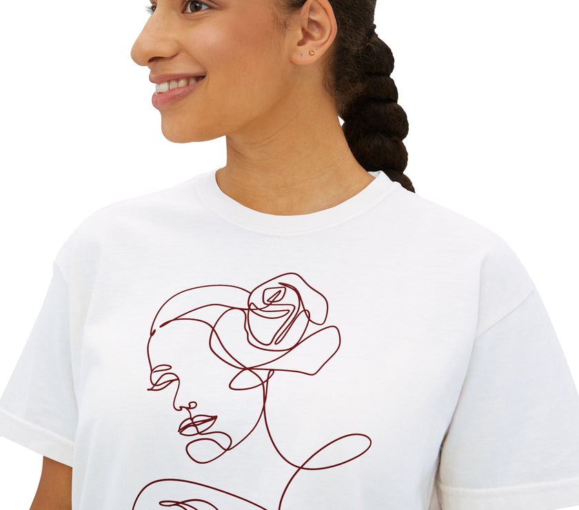 The Siren Tee | Minimal Line Art Cropped T-Shirt