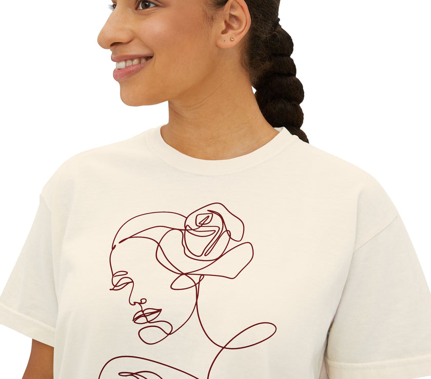 The Siren Tee | Minimal Line Art Cropped T-Shirt