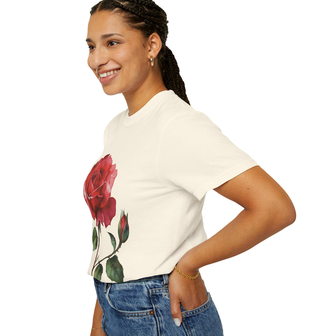 Vintage Red Rose T-Shirt Inspired by Feminine Passion & Beauty