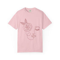 The Dreamer Tee – Line Art Floral Face T-Shirt