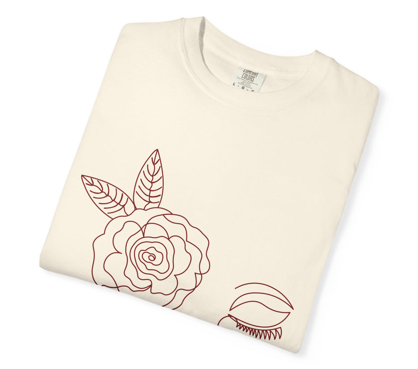 The Dreamer Tee – Line Art Floral Face T-Shirt