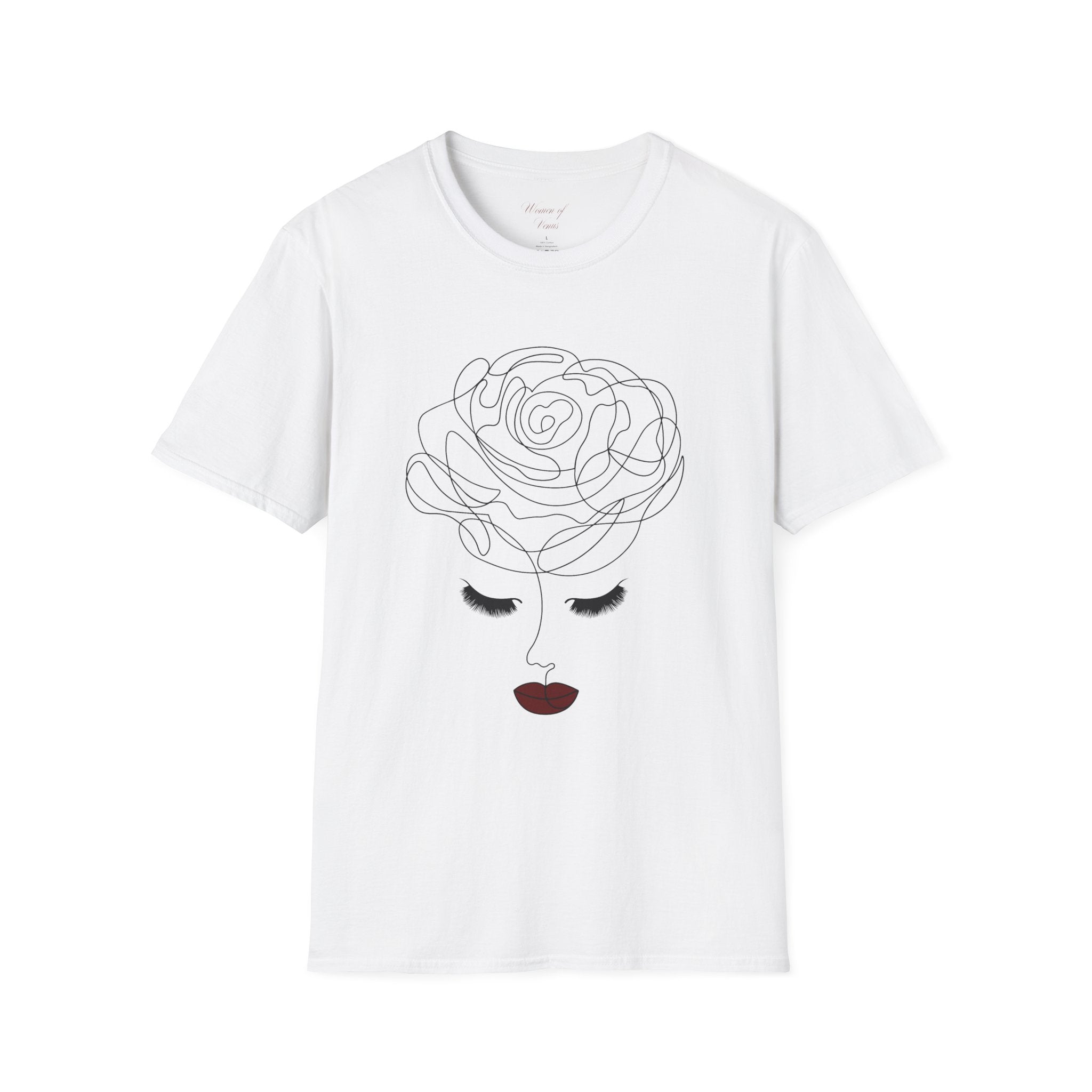 The Rose of Venus Tee – Feminine Line Art T-Shirt (100% Cotton)