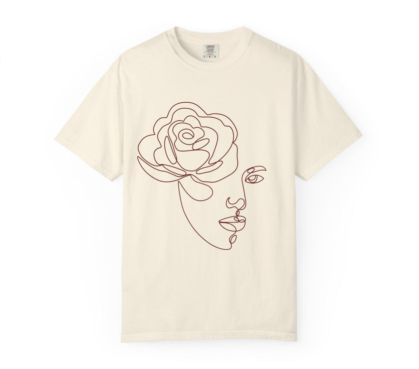 The Muse Tee – Minimalist Rose Line Art T-Shirt