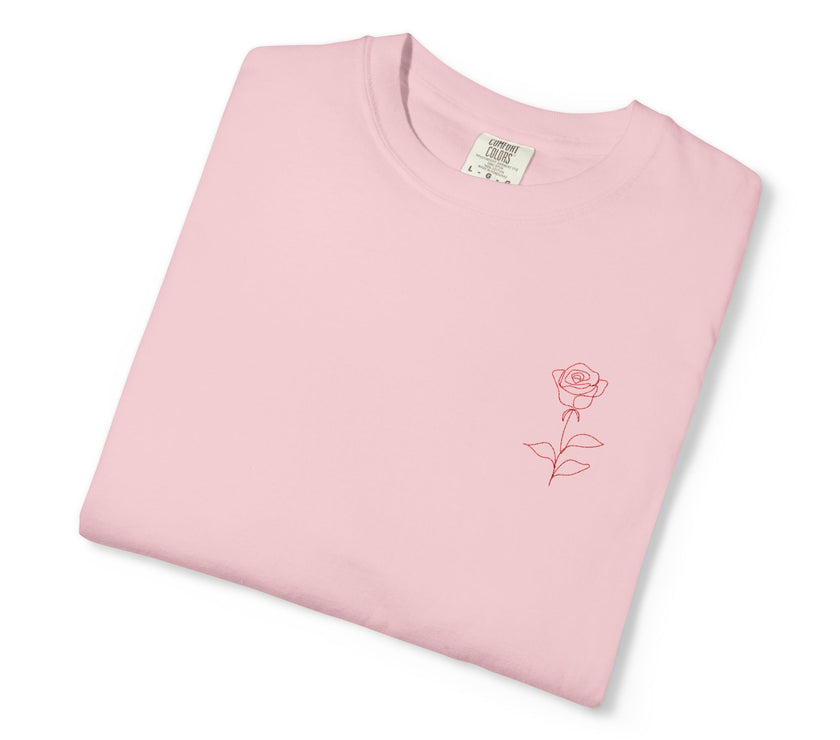 Embroidered Rose T-Shirt - Minimalist chic tee