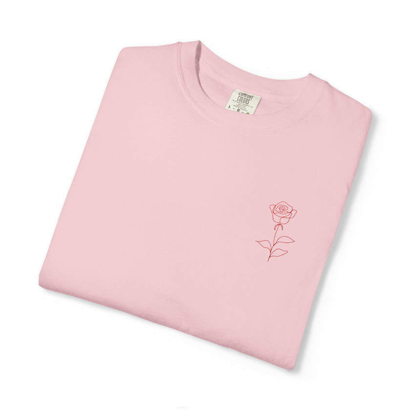 Embroidered Rose T-Shirt - Minimalist chic tee