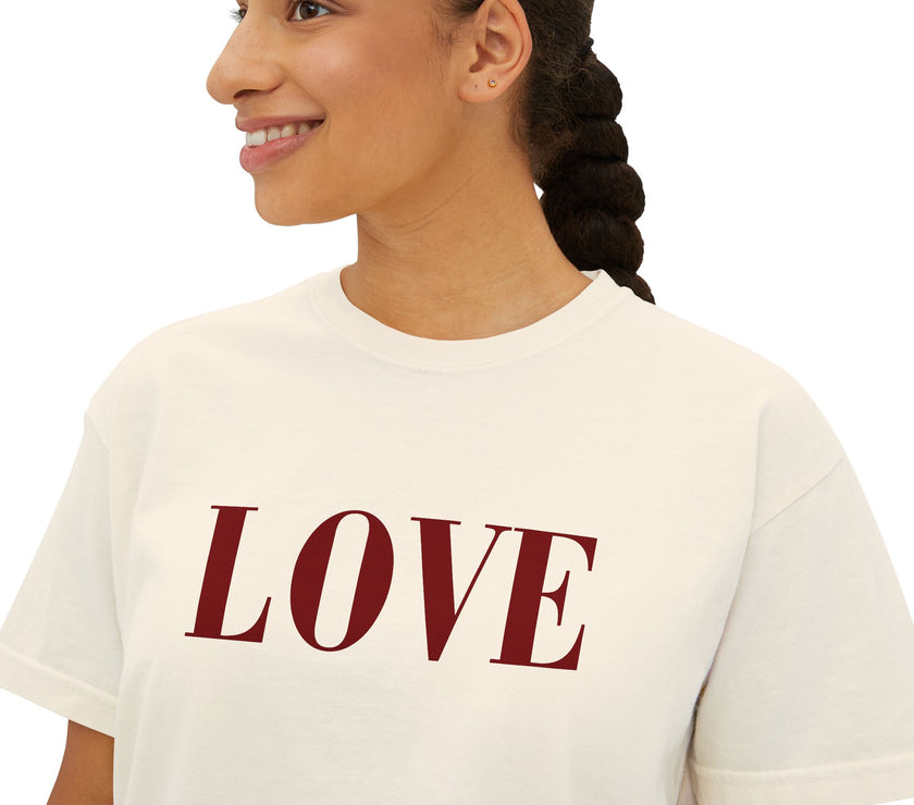 LOVE Cropped Tee | Minimalist Boxy T-Shirt Celebrating Love and self Love