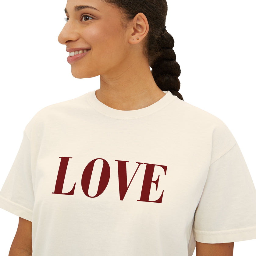 LOVE Cropped Tee | Minimalist Boxy T-Shirt Celebrating Love and self Love