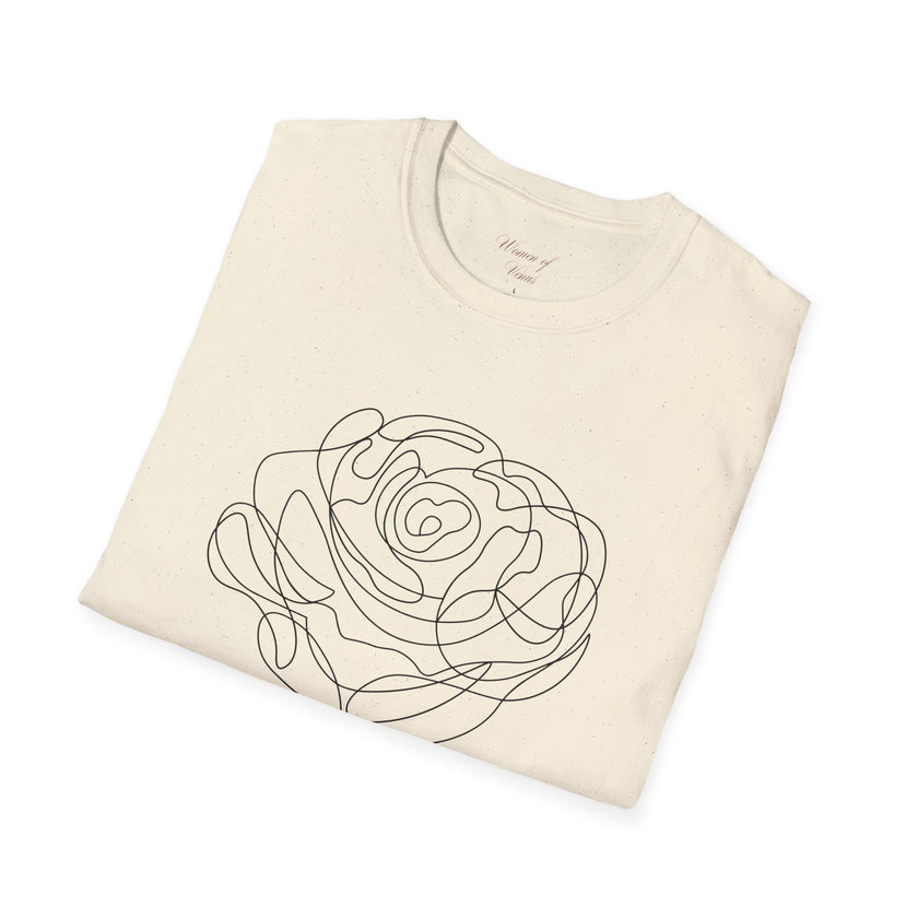 The Rose of Venus Tee – Feminine Line Art T-Shirt (100% Cotton)