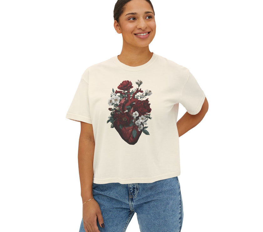Floral Heart Boxy Tee