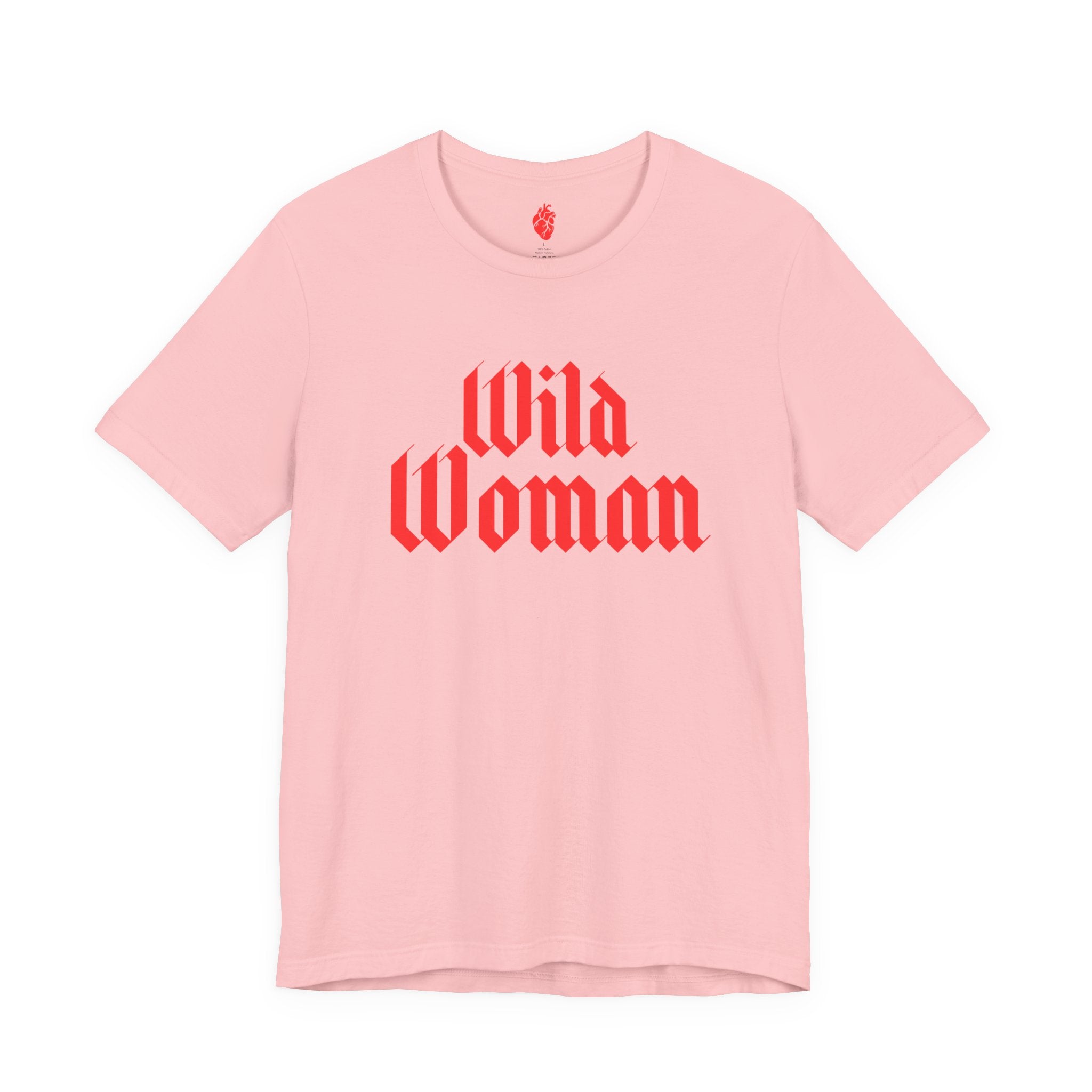 Wild Woman Graphic Tee — Bold Red Gothic Script Women's T‑Shirt