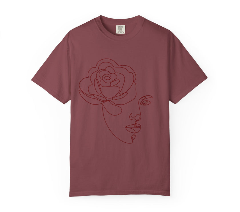 The Muse Tee – Minimalist Rose Line Art T-Shirt
