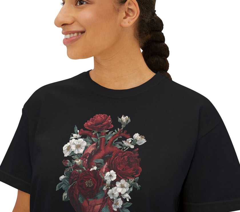 Floral Heart Boxy Tee