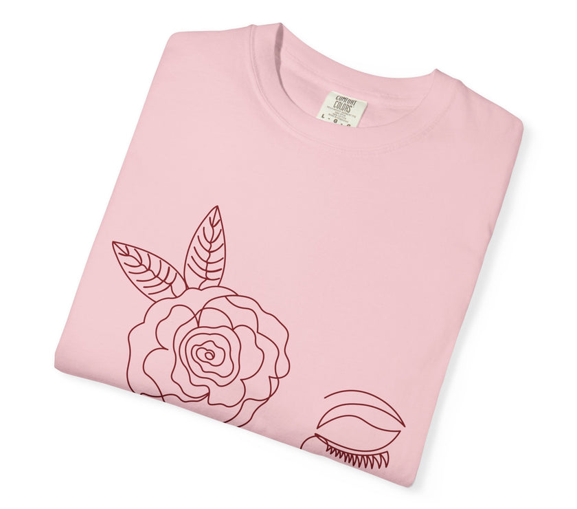 The Dreamer Tee – Line Art Floral Face T-Shirt
