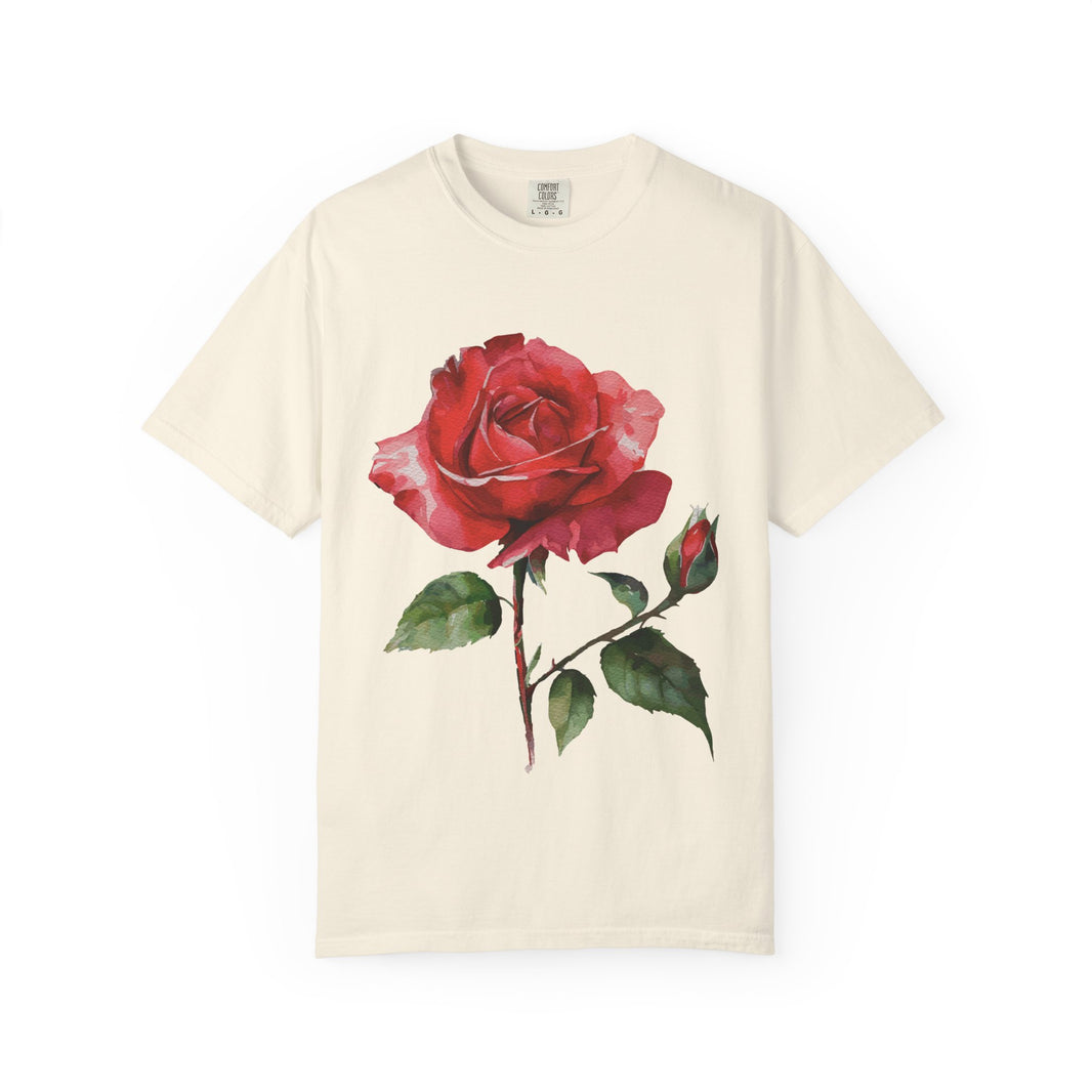 Vintage Red Rose T-Shirt Inspired by Feminine Passion & Beauty
